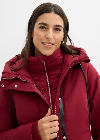 Manteau outdoor déperlant, aspect 2en1 • rouge prune • Boutique bonprix