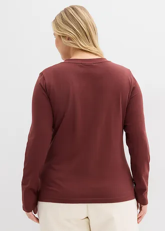 Nauwsluitend longsleeve, Kleur: koffiebruin