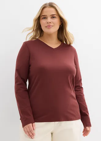Nauwsluitend longsleeve, Kleur: koffiebruin