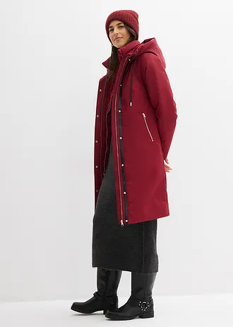 Manteau outdoor déperlant, aspect 2en1 • rouge prune • Boutique bonprix