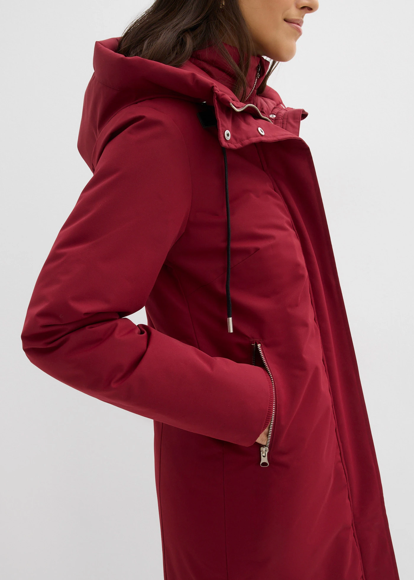 Manteau outdoor déperlant, aspect 2en1 • rouge prune • Boutique bonprix