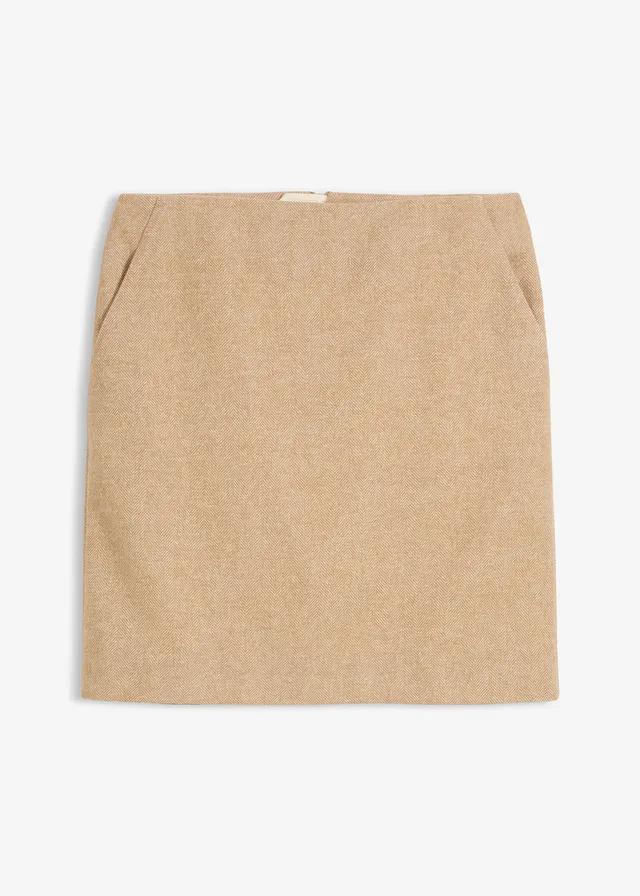 Wollen rok met visgraatpatroon • natuurbeige mêlee • bonprix online shop