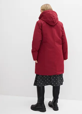 Waterafstotende, lange outdoor jas in 2-in-1 look, Kleur: pruimrood