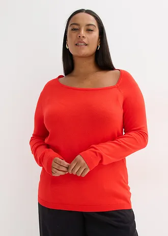 Trui van soepelvallende viscose, Kleur: rood