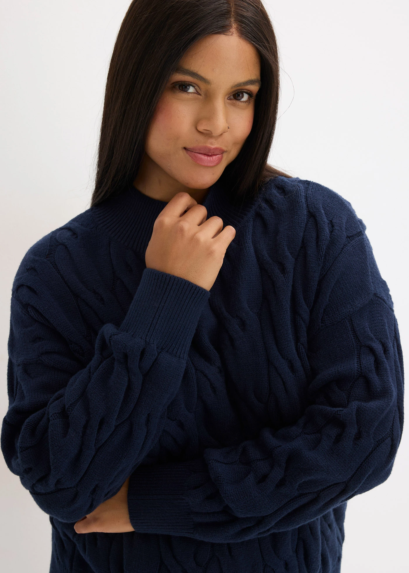 Oversize svetr z měkké viskózové směsi • tmavě modrá plus size • bonprix obchod