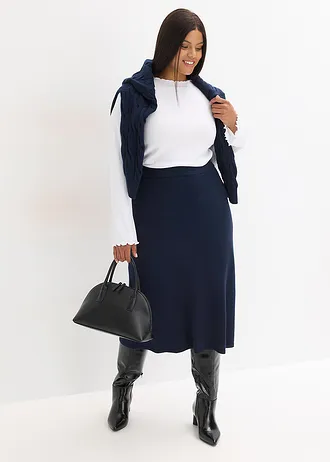 Midirok in een zachte viscosemix, Kleur: donkerblauw