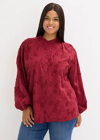 Blouse van puur katoen, Kleur: pruimrood