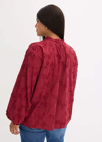 Blouse van puur katoen, Kleur: pruimrood