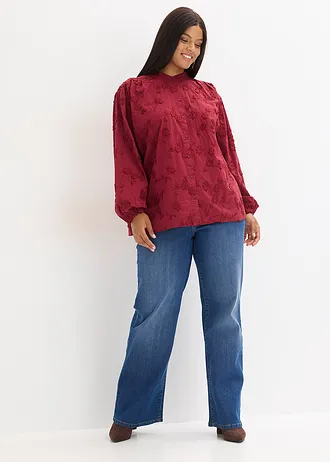 Blouse van puur katoen, Kleur: pruimrood