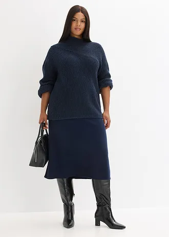 Geribde oversized trui, Kleur: donkerblauw