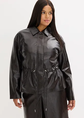 Imitatieleren jas, Kleur: donkerbruin