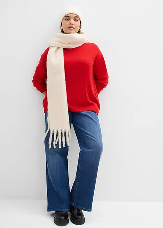 Gebreide trui met ronde hals, Kleur: lavarood