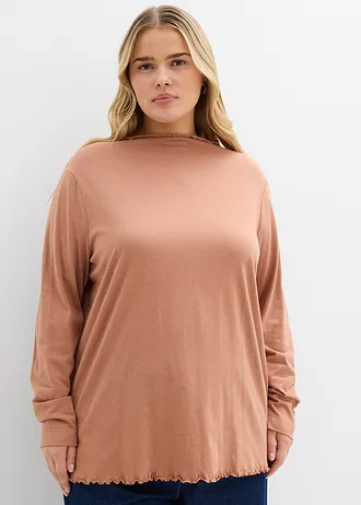 Longsleeve in een katoenmix, Kleur: mocha mousse