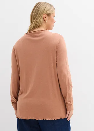 Longsleeve in een katoenmix, Kleur: mocha mousse