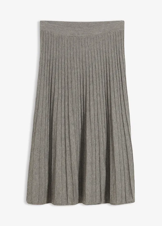 Gebreide rok met merino wol, Kleur: grijs gemêleerd