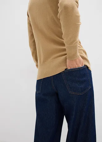 Cienki sweter z golfem • jasny khaki • sklep bonprix