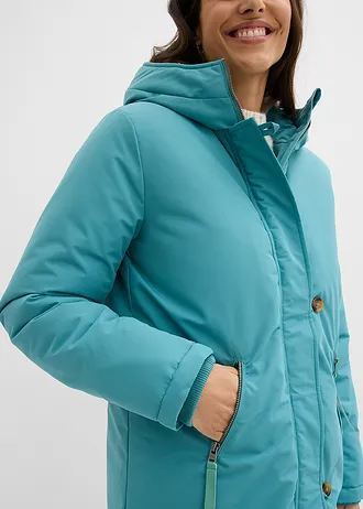 Lange winterjas met teddy • turkoois • bonprix online shop
