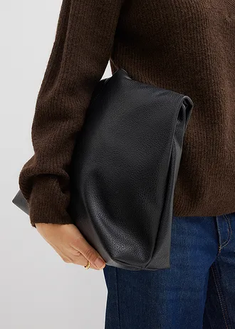 Pull en maille avec col V profond • marron foncé-noir chiné • Boutique bonprix