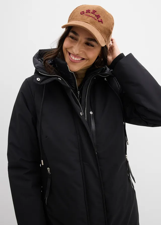 Mantou outdoor impermeabil, cu aspect 2 în 1 • negru • magazin bonprix