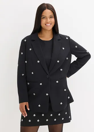 Oversized blazer, Kleur: zwart