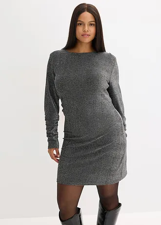 Jersey jurk, Kleur: zwart/zilverkleur