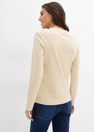 T-shirt manches longues côtelé • sable clair • Boutique bonprix