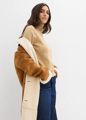 Cienki sweter z golfem • jasny khaki • sklep bonprix