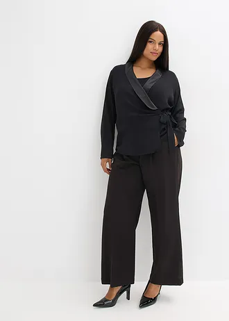 Wikkelblouse, Kleur: zwart