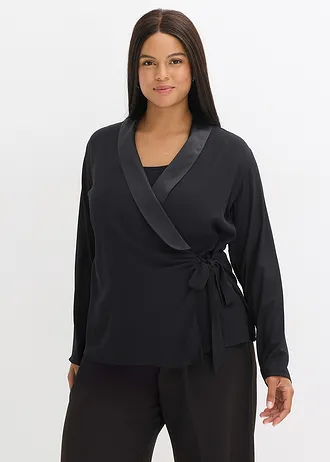Wikkelblouse, Kleur: zwart