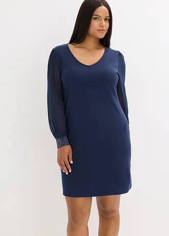 Jersey jurk, Kleur: donkerblauw