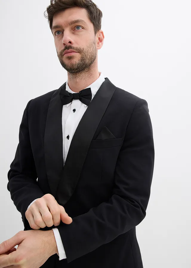 Sacou smoking cu stretch, Slim Fit • negru • magazin bonprix