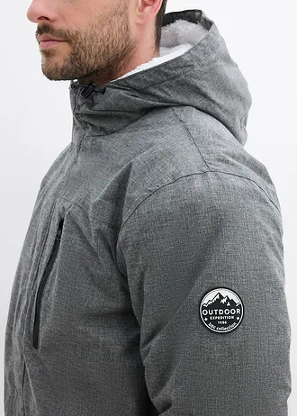 Parka technique imperméable, doublée sherpa douce • gris chiné • Boutique bonprix