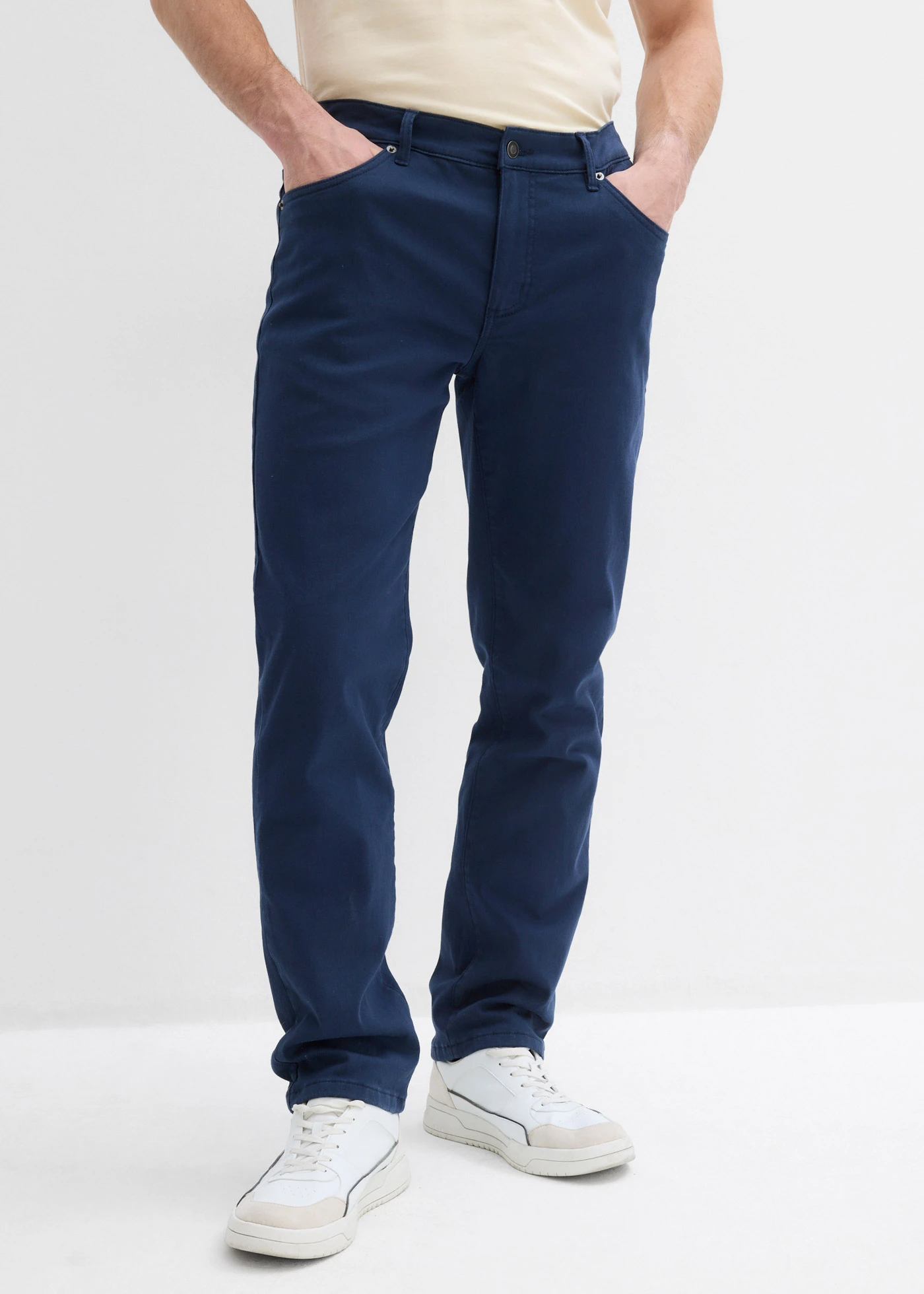Pantaloni Regular Fit termo cu stretch, cu căptușeală moale din flanel, drepți • bleumarin • magazin bonprix