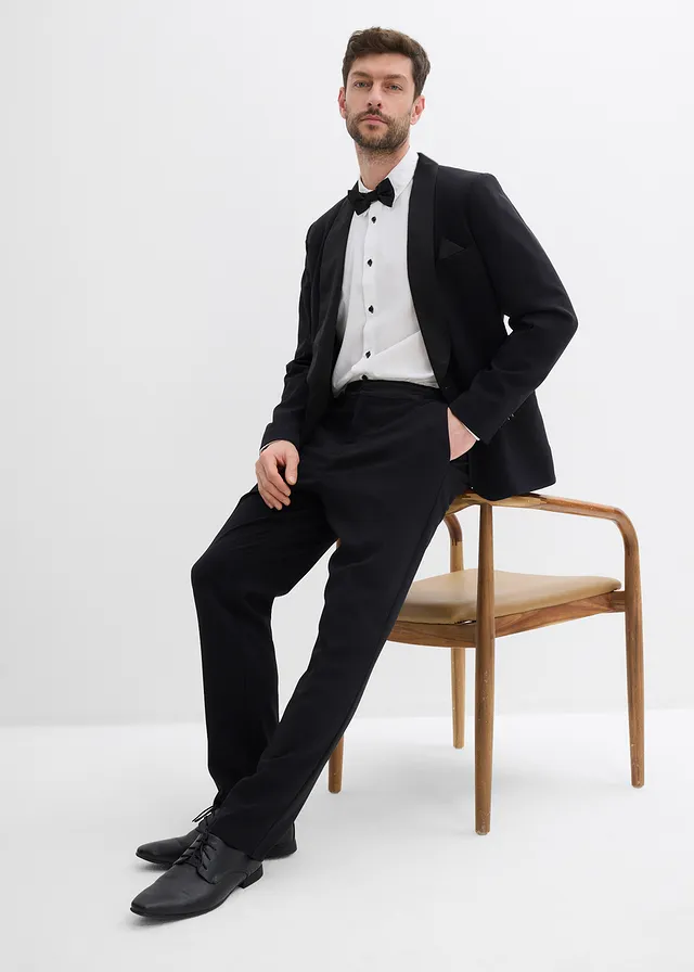 Smoking colbert met stretch, slim fit, Kleur: zwart