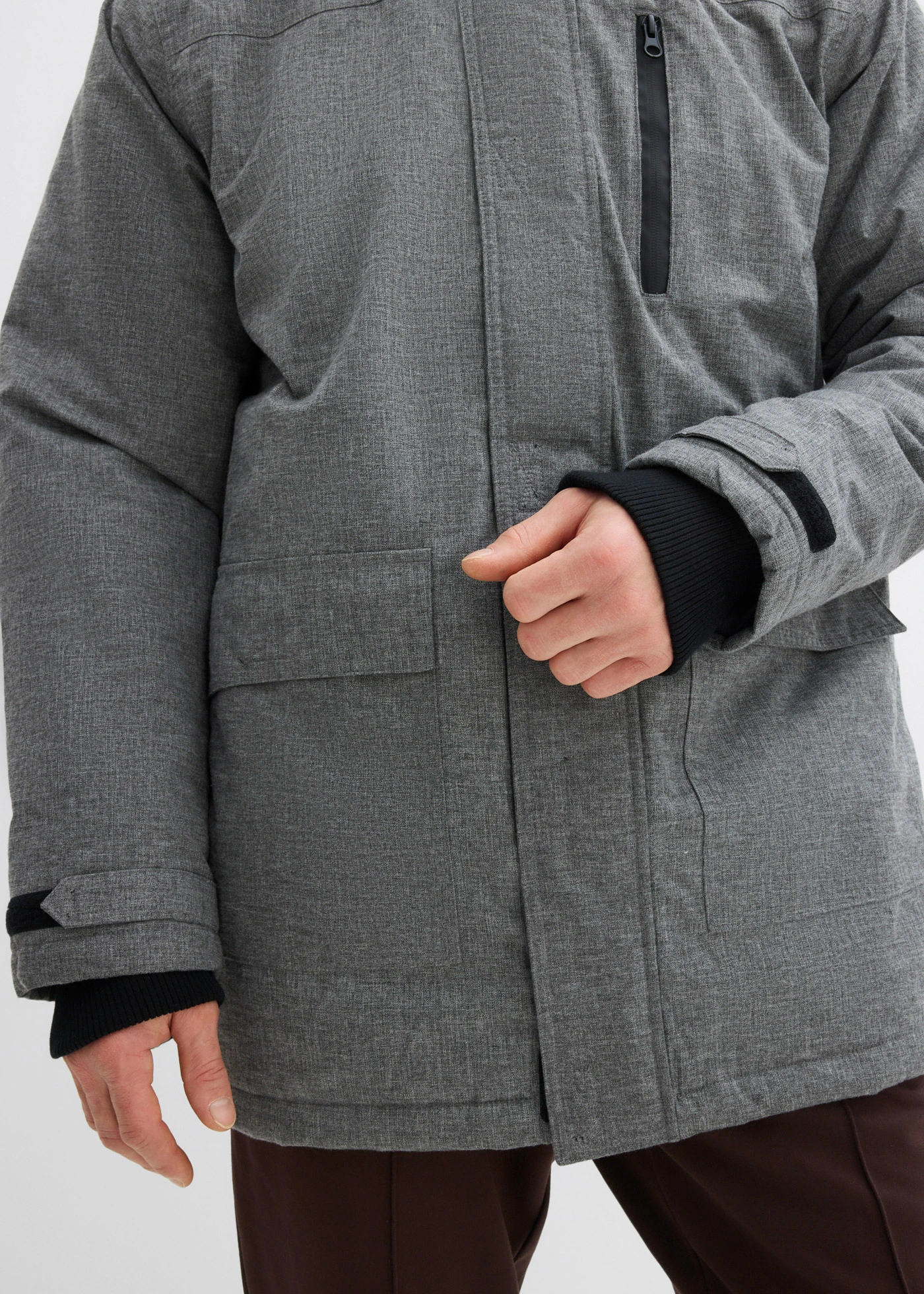 Parka technique imperméable, doublée sherpa douce • gris chiné • Boutique bonprix