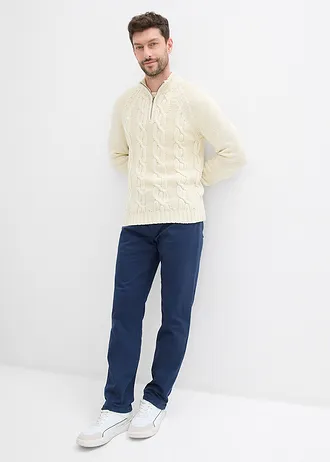 Pantaloni Regular Fit termo cu stretch, cu căptușeală moale din flanel, drepți • bleumarin • magazin bonprix