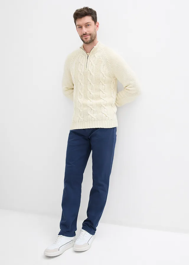 Pantalon extensible regular à doublure chaude en flanelle, droit • bleu foncé • product-page.page-title-suffix
