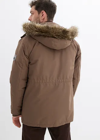Parka rembourrée avec doublure polaire et capuche amovible • brun argile • Boutique bonprix