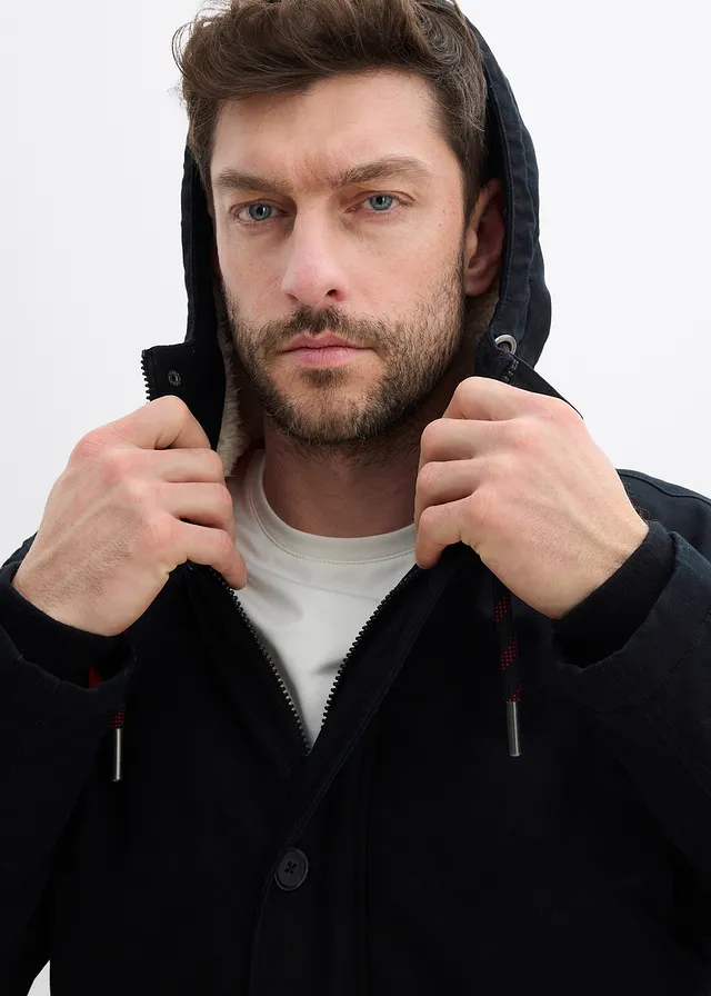 Winterparka met teddy voering in de capuchon • zwart • product-page.page-title-suffix