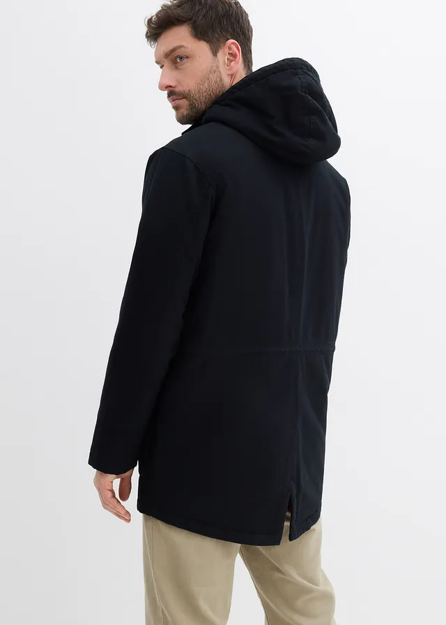 Parka d’hiver avec doublure peluche, Couleur: noir