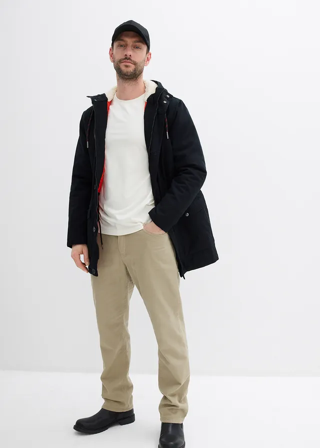 Parka d’hiver avec doublure peluche, Couleur: noir
