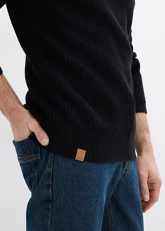 Pull doux à col rond • noir • Boutique bonprix