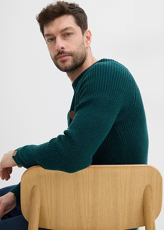 Trui met ronde hals van een zachte katoenmix • groen • bonprix online shop