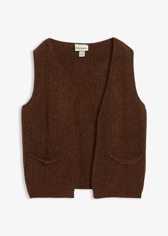 Vestă din tricot cu alpaca, cu ochiuri mari