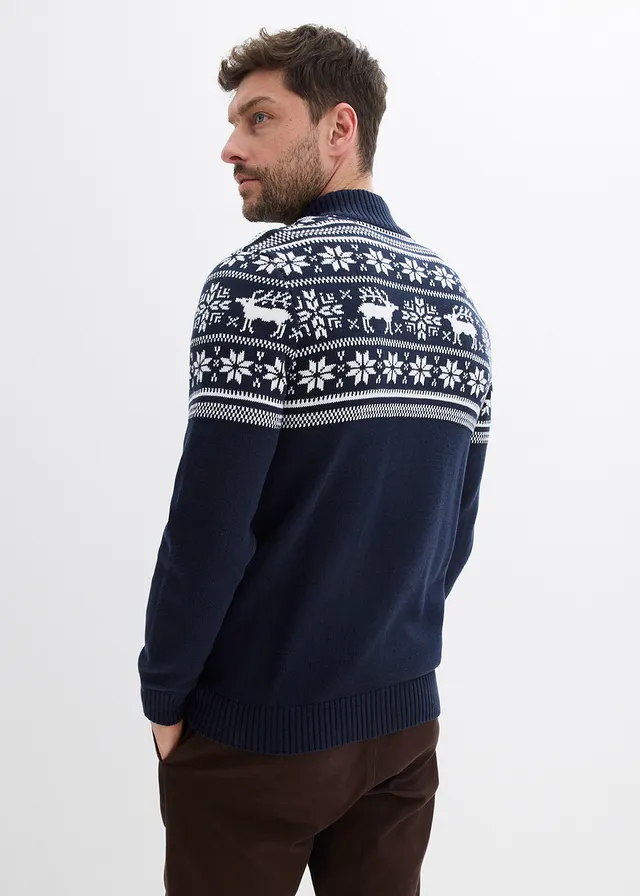 Gilet norvégien en maille douce 100% coton • bleu foncé • product-page.page-title-suffix