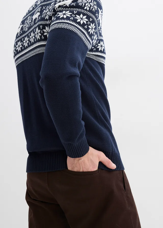 Gilet norvégien en maille douce 100% coton • bleu foncé • product-page.page-title-suffix