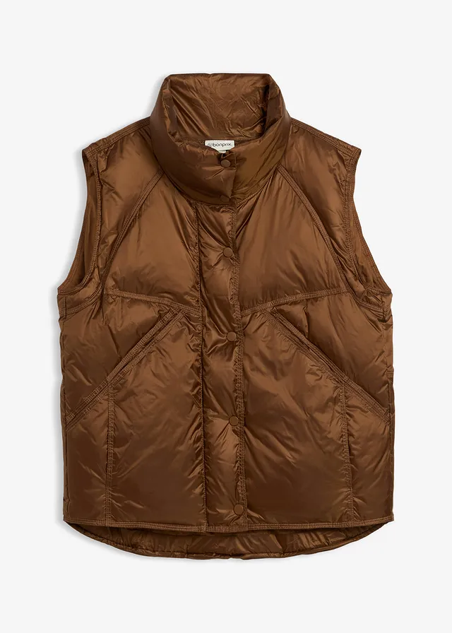 Doudoune sans manches avec duvet recyclé, Couleur: marron