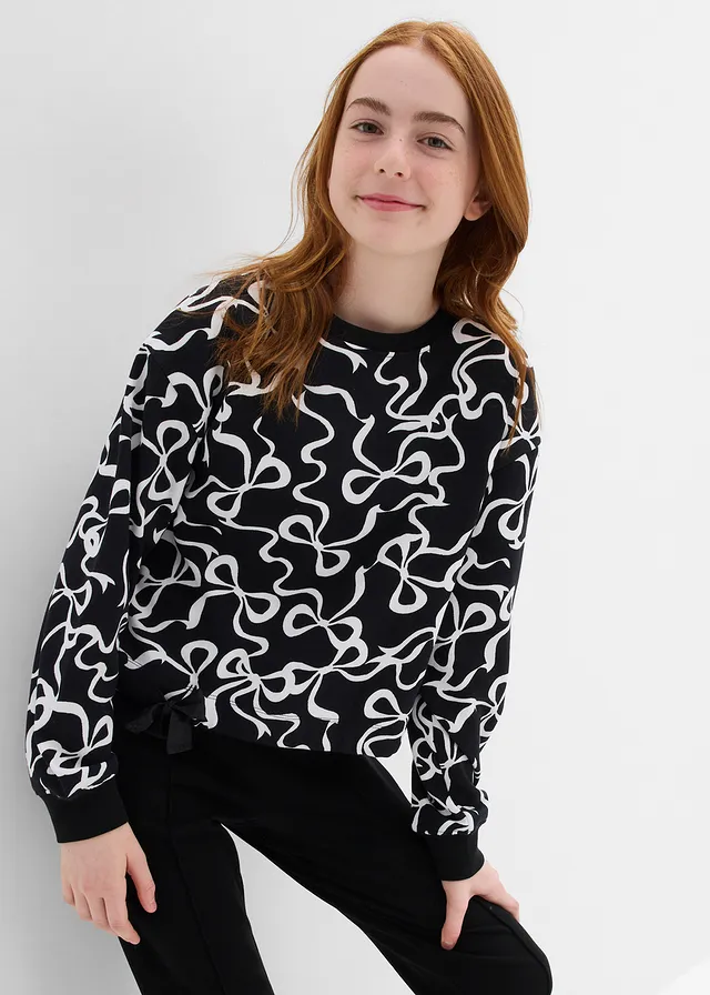 Sweater van biologisch katoen, Kleur: zwart/wit