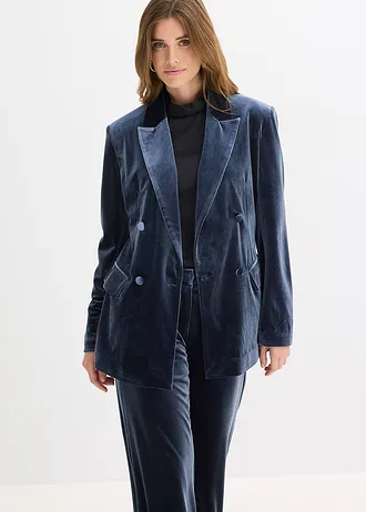 Blazer en velours doux • bleu foncé • Boutique bonprix