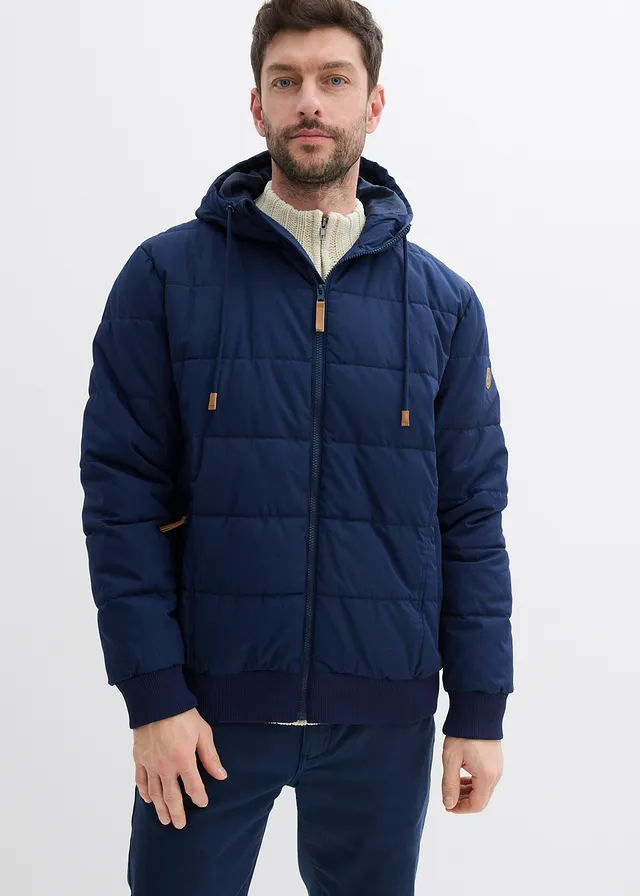 Veste matelassée style blouson, Couleur: bleu foncé